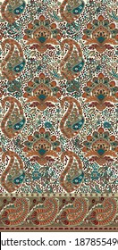 Seamless paisley horizontal border tile
