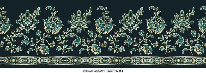 Seamless Paisley Indian motif border