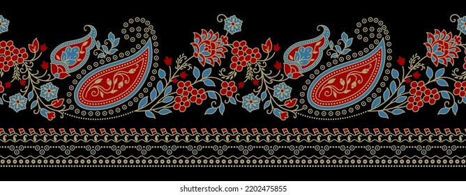 Seamless Paisley Indian Silky border 