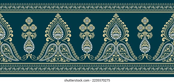 seamless paisley motif floral textile border