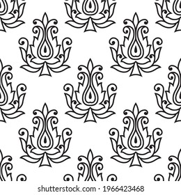 Seamless paisley motif pattern on white background