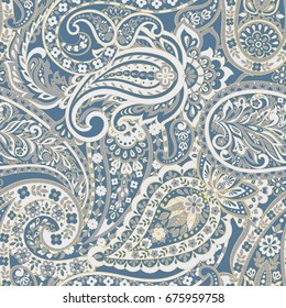 Seamless paisley ornament. Vector pattern in asian textile style 