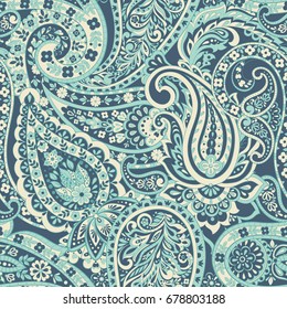 Seamless paisley ornament. Vector pattern in asian textile style