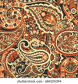 Seamless paisley ornament. Vector pattern in asian textile style 