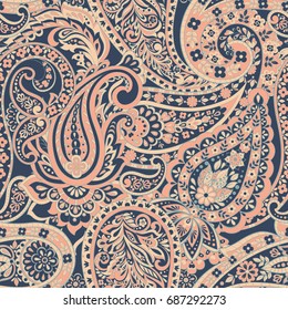 Seamless paisley ornament. Vector pattern in asian textile style 