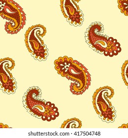 Seamless Paisley Pattern. Asian Abstract Background.