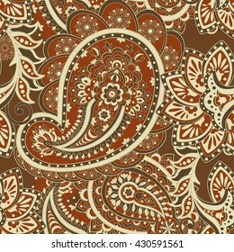 Seamless paisley pattern. Asian style floral vector background