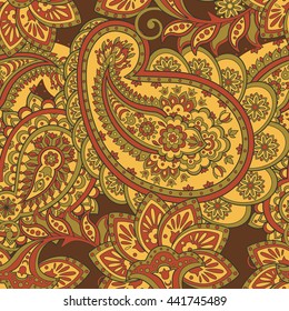 Seamless paisley pattern. Asian style floral vector background
