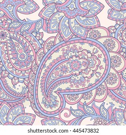 Seamless paisley pattern. Asian style floral vector background