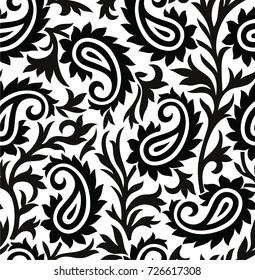 seamless paisley pattern Black background