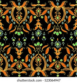 Seamless paisley pattern, bohemian style, cachemire design. For textile, wrapping