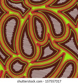 Seamless paisley pattern. Colored abstract background. Vector illustration.