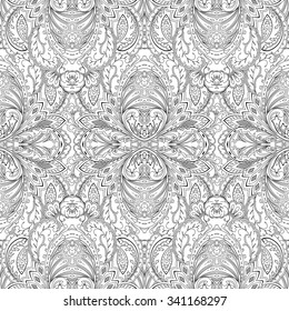 Seamless paisley pattern. Coloring page, ornamental background