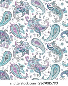 Seamless paisley pattern design art and vector, illustration 