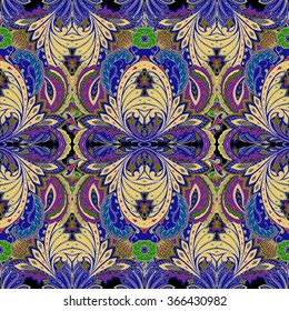 Patrón paisley impecable. Comodidad étnica, para tela, textil, tarjetas, papel de envoltura, plantilla de papel pintado.Antecedentes ornamentales