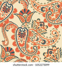 Seamless Paisley pattern. Floral vector illustration