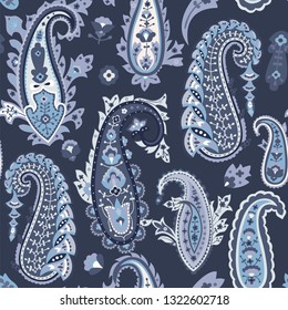 Seamless paisley pattern, floral vector wallpaper. Traditional oriental background. 
