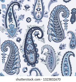 Seamless paisley pattern, floral vector wallpaper. Traditional oriental background. 