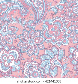 Seamless paisley pattern. Floral vector background