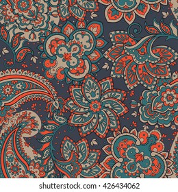 Seamless paisley pattern. Floral vector background