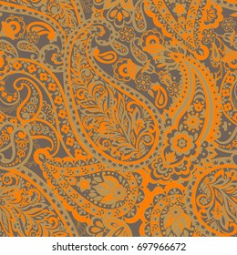 Seamless Paisley pattern. Floral vector illustration in indian style