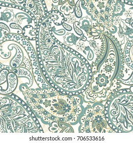 Seamless Paisley pattern. Floral vector illustration in indian style