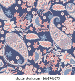 Nahtlose Paisley-Muster im indischen Batik-Stil. Blumengrafik Vektorillustration