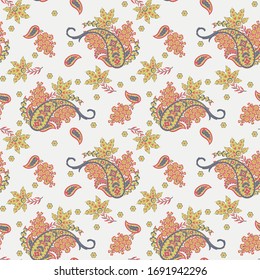 Nahtlose Paisley-Muster im indischen Batik-Stil. Blumengrafik Vektorillustration