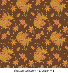 Seamless Paisley pattern in indian batik style. Floral vector illustration