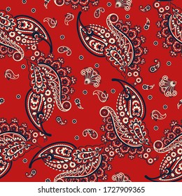 Seamless Paisley pattern in indian batik style. Floral vector illustration