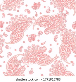 Patrón Paisley sin inconvenientes en estilo batik indio. Ilustración vectorial floral
