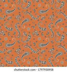 Patrón Paisley sin inconvenientes en estilo batik indio. Ilustración vectorial floral