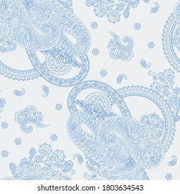Seamless Paisley pattern in indian batik style. Floral vector illustration