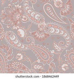 Seamless Paisley pattern in indian batik style. Floral vector illustration