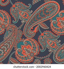Nahtlose Paisley-Muster im indischen Batik-Stil. BlumenVektorgrafik
