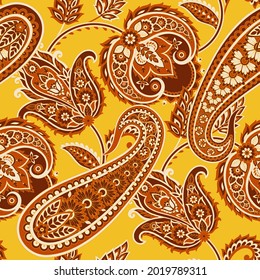 Seamless Paisley pattern in indian batik style. Floral vector illustration