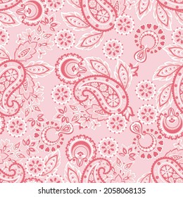Patrón Paisley sin inconvenientes en estilo batik indio. Ilustración vectorial floral