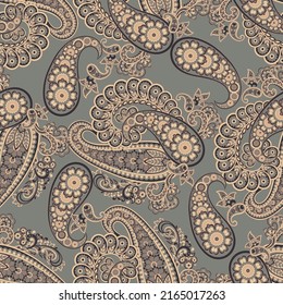 Seamless Paisley pattern in indian batik style. Floral vector illustration