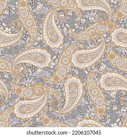 Seamless Paisley pattern in indian batik style. Floral vector illustration