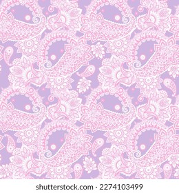 Seamless Paisley pattern in indian batik style. Floral vector illustration