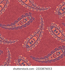 Patrón Paisley sin inconvenientes en estilo batik indio. Ilustración vectorial floral