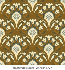 Patrón Paisley sin costuras en estilo batik indio. Ilustración floral