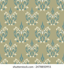 Seamless Paisley pattern in indian batik style. Floral vector illustration