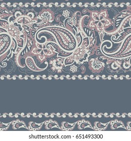 Seamless Paisley pattern in indian batik  style. Floral vector illustration