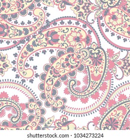 Seamless Paisley pattern in indian style. Floral vector illustration