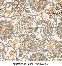 Seamless Paisley pattern in indian style. Floral vector illustration