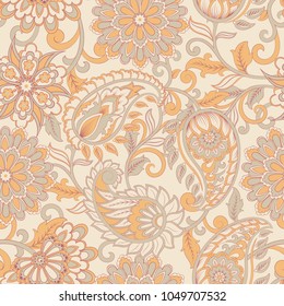 Seamless Paisley pattern in indian style. Floral vector illustration