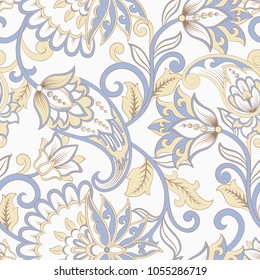 Seamless Paisley pattern in indian style. Floral vector illustration