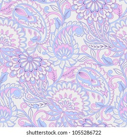 Seamless Paisley pattern in indian style. Floral vector illustration