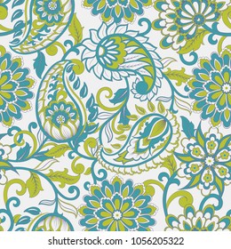 Seamless Paisley pattern in indian style. Floral vector illustration